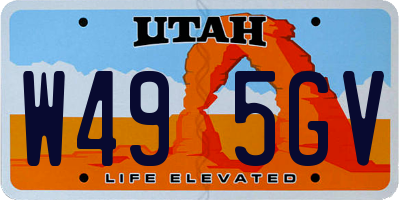 UT license plate W495GV