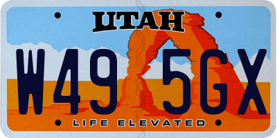 UT license plate W495GX