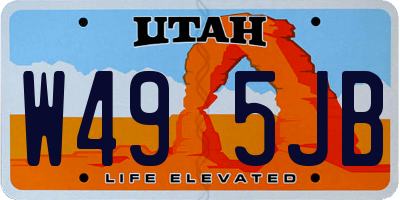 UT license plate W495JB