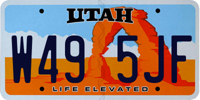 UT license plate W495JF