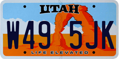 UT license plate W495JK