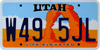 UT license plate W495JL