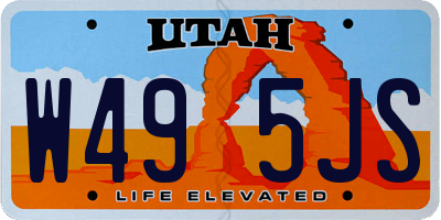 UT license plate W495JS