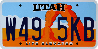 UT license plate W495KB