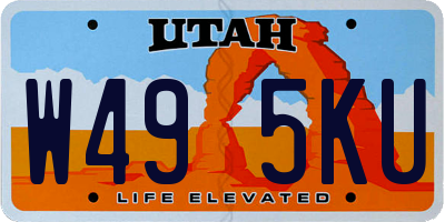 UT license plate W495KU