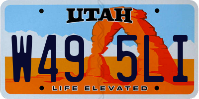 UT license plate W495LI