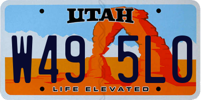 UT license plate W495LO