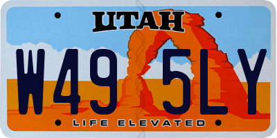 UT license plate W495LY