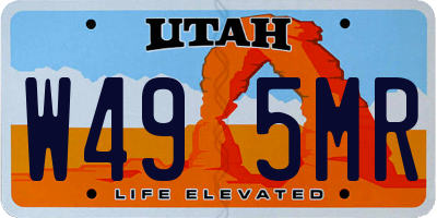 UT license plate W495MR