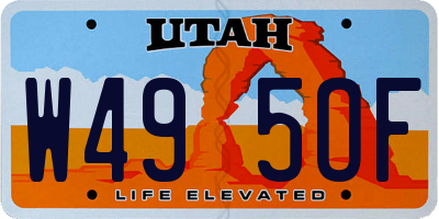UT license plate W495OF