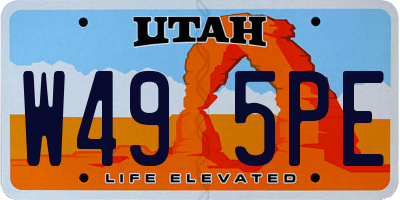 UT license plate W495PE