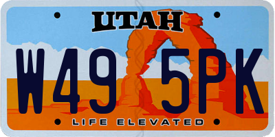 UT license plate W495PK