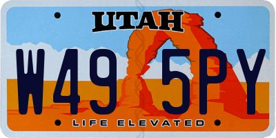 UT license plate W495PY