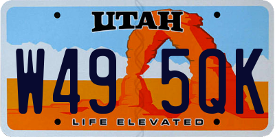 UT license plate W495QK