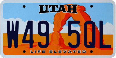UT license plate W495QL