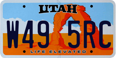 UT license plate W495RC