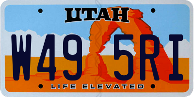 UT license plate W495RI