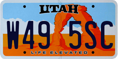 UT license plate W495SC