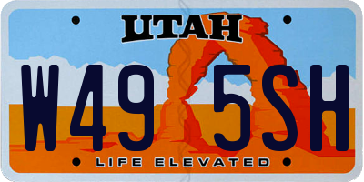 UT license plate W495SH
