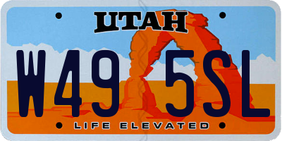 UT license plate W495SL