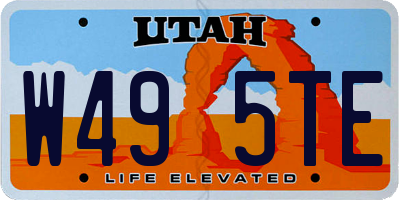 UT license plate W495TE
