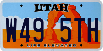 UT license plate W495TH