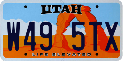 UT license plate W495TX