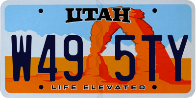 UT license plate W495TY