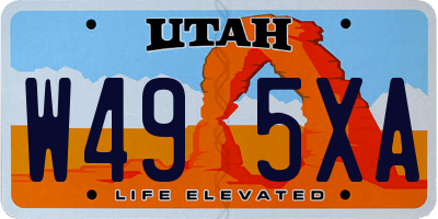 UT license plate W495XA