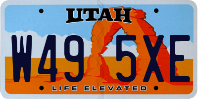 UT license plate W495XE