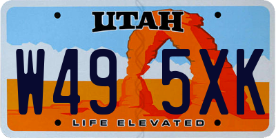 UT license plate W495XK