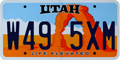 UT license plate W495XM