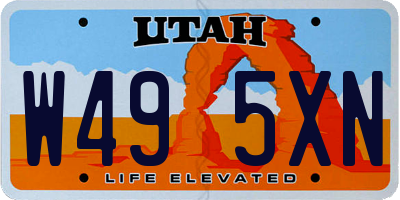 UT license plate W495XN