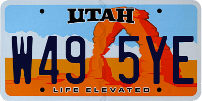 UT license plate W495YE