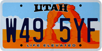 UT license plate W495YF