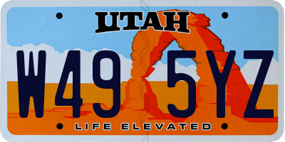 UT license plate W495YZ