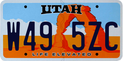 UT license plate W495ZC
