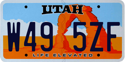 UT license plate W495ZF