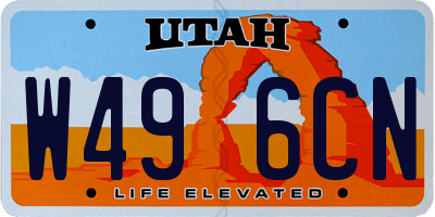 UT license plate W496CN