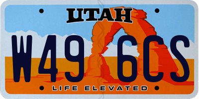 UT license plate W496CS