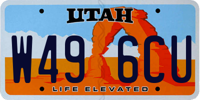 UT license plate W496CU