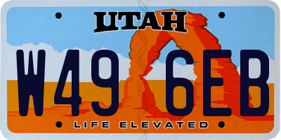 UT license plate W496EB