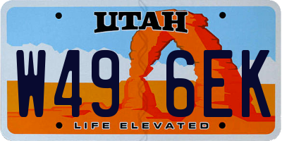 UT license plate W496EK