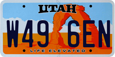 UT license plate W496EN
