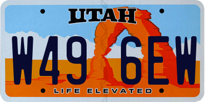 UT license plate W496EW