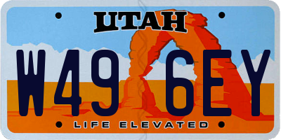 UT license plate W496EY