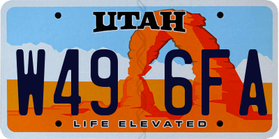UT license plate W496FA