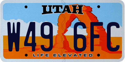 UT license plate W496FC