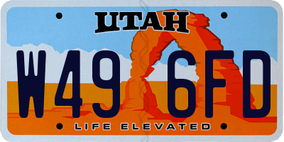 UT license plate W496FD