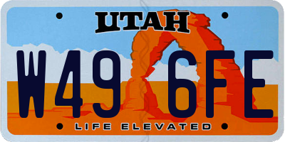 UT license plate W496FE